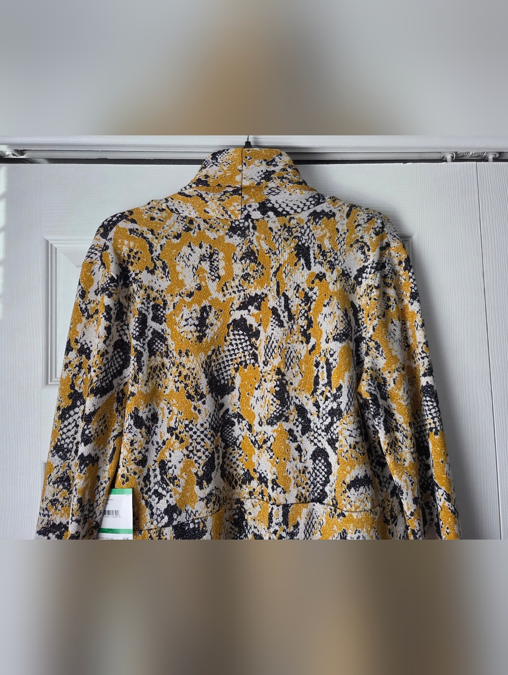 NWT Kasper Gold Snake-Print Open Front Cardigan Sweater Size L - Picture 10 of 15
